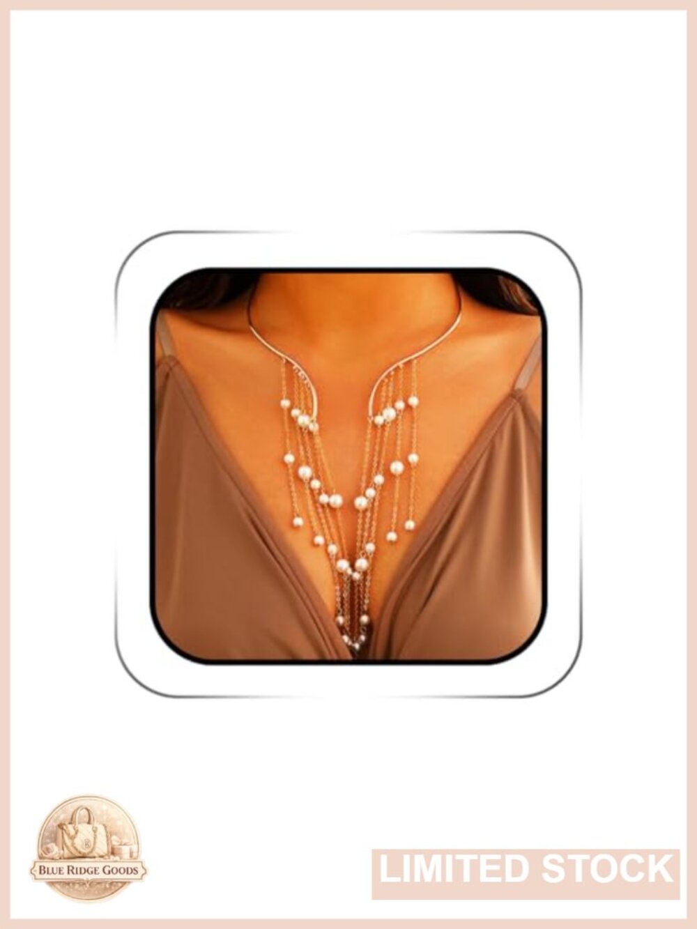 Long Layered Pearl Tassel Necklace Five Layer Alloy